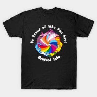 Pride Evolution - White Text T-Shirt